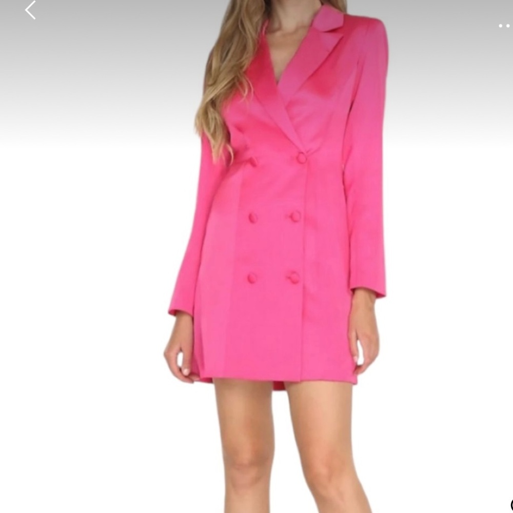 Gorgeous Hot Pink Double Breasted Blazer Dress with Classic Collar  - New XS